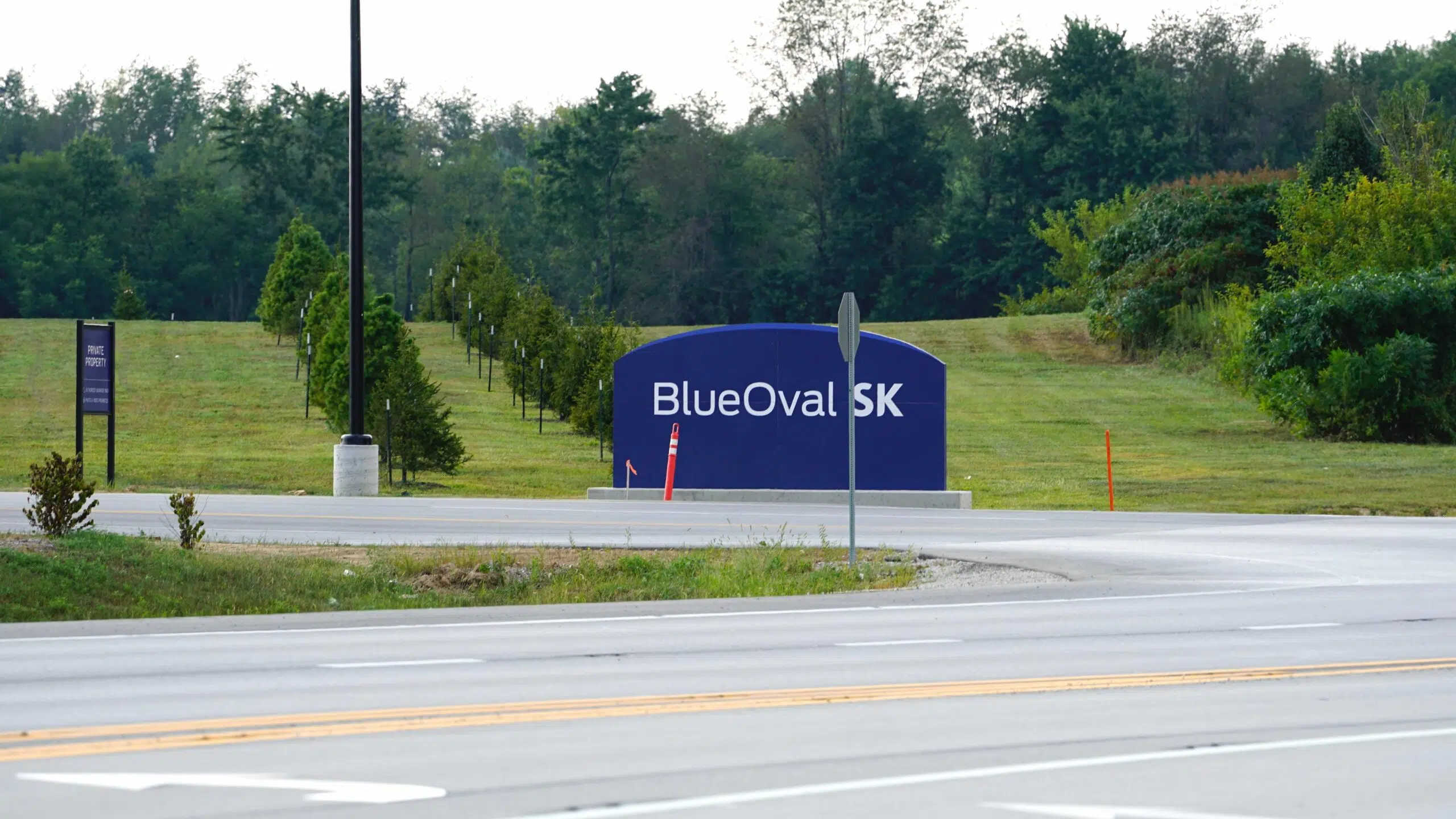 Glendale, KY, USA - August 20, 2025: BlueOval SK batter manufacturing facility sign